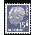 Permanent series: Federal President Theodor Heuss  - Germany / Federal Republic of Germany 1954 - 15 Pfennig