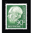 Permanent series: Federal President Theodor Heuss  - Germany / Federal Republic of Germany 1954 - 90 Pfennig