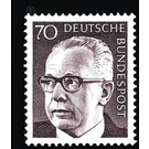 Postage stamps: Federal President Gustav Heinemann  - Germany / Federal Republic of Germany 1971 - 70 Pfennig