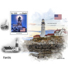 Split Rock + Portland Head Lighthouses & USA Flag - Central Africa / Angola 2019