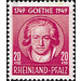 200th birthday  - Germany / Western occupation zones / Rheinland-Pfalz 1949 - 20 Pfennig